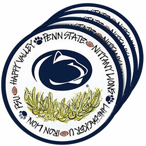 plate set of 4 Penn State Athletic Logo and grass with text and art around edge